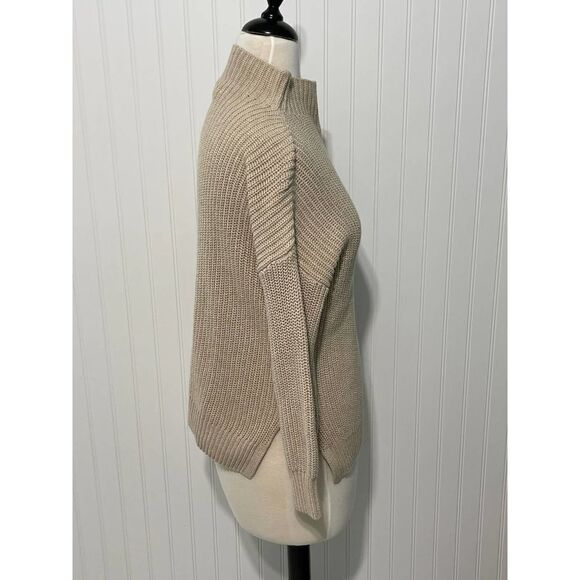 Cupcakes & Cashmere Turtleneck Ribbed Sweater Knit Pullover Tan XS Extra Small - Picture 6 of 11